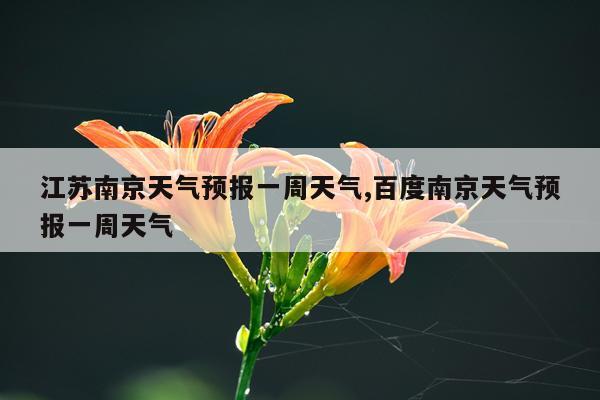 江苏南京天气预报一周天气,百度南京天气预报一周天气