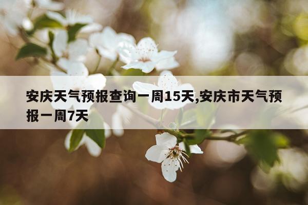 安庆天气预报查询一周15天,安庆市天气预报一周7天