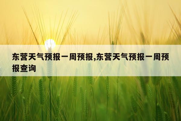 东营天气预报一周预报,东营天气预报一周预报查询