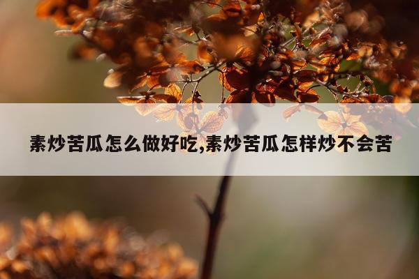 素炒苦瓜怎么做好吃,素炒苦瓜怎样炒不会苦
