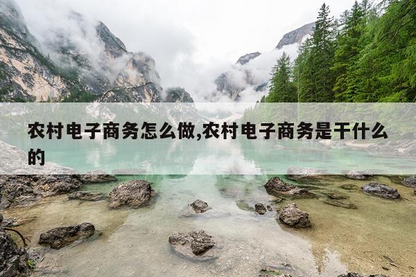 农村电子商务怎么做,农村电子商务是干什么的