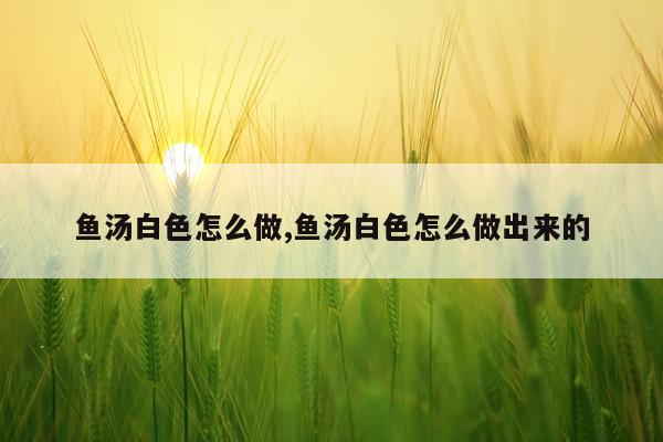 鱼汤白色怎么做,鱼汤白色怎么做出来的