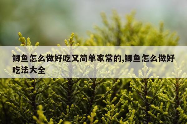 鲫鱼怎么做好吃又简单家常的,鲫鱼怎么做好吃法大全