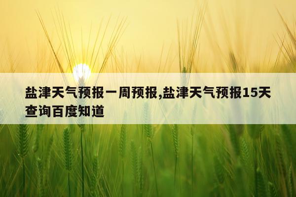 盐津天气预报一周预报,盐津天气预报15天查询百度知道