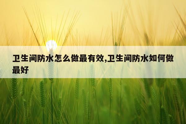 卫生间防水怎么做最有效,卫生间防水如何做最好