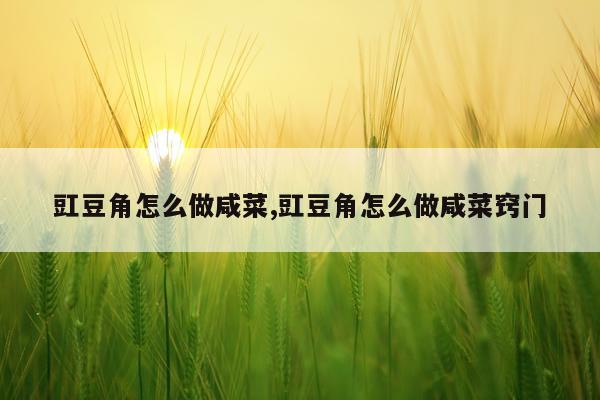 豇豆角怎么做咸菜,豇豆角怎么做咸菜窍门