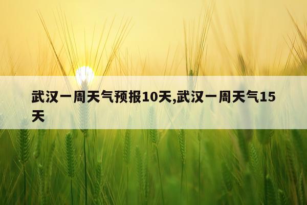 武汉一周天气预报10天,武汉一周天气15天