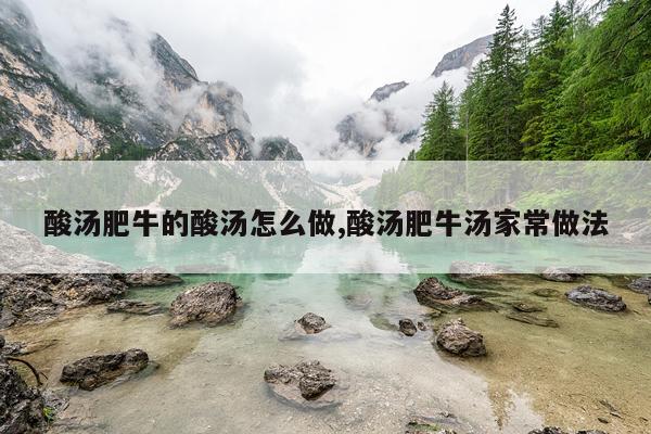 酸汤肥牛的酸汤怎么做,酸汤肥牛汤家常做法