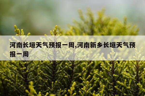 河南长垣天气预报一周,河南新乡长垣天气预报一周