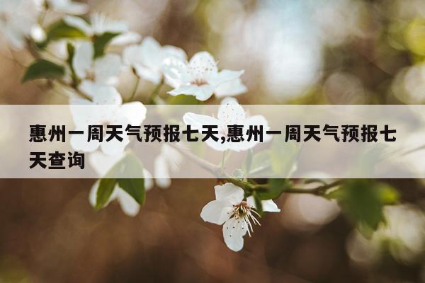 惠州一周天气预报七天,惠州一周天气预报七天查询