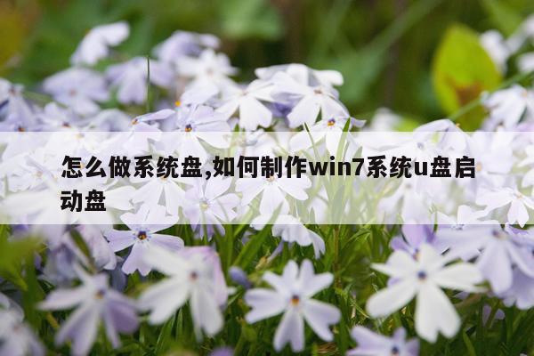 怎么做系统盘,如何制作win7系统u盘启动盘
